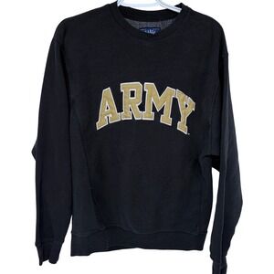 Steve & Barry's Army Crewneck Sweatshirt Mens Small Black Embroidered College